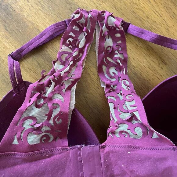 Victoria's Secret Dream Angels Lined Demi Bra Racerback Dark Raspberry 32D - Picture 4 of 8